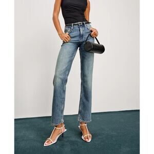 Rails Topanga Straight High Rise Raw Edge Jeans in Desert Sky, size 26